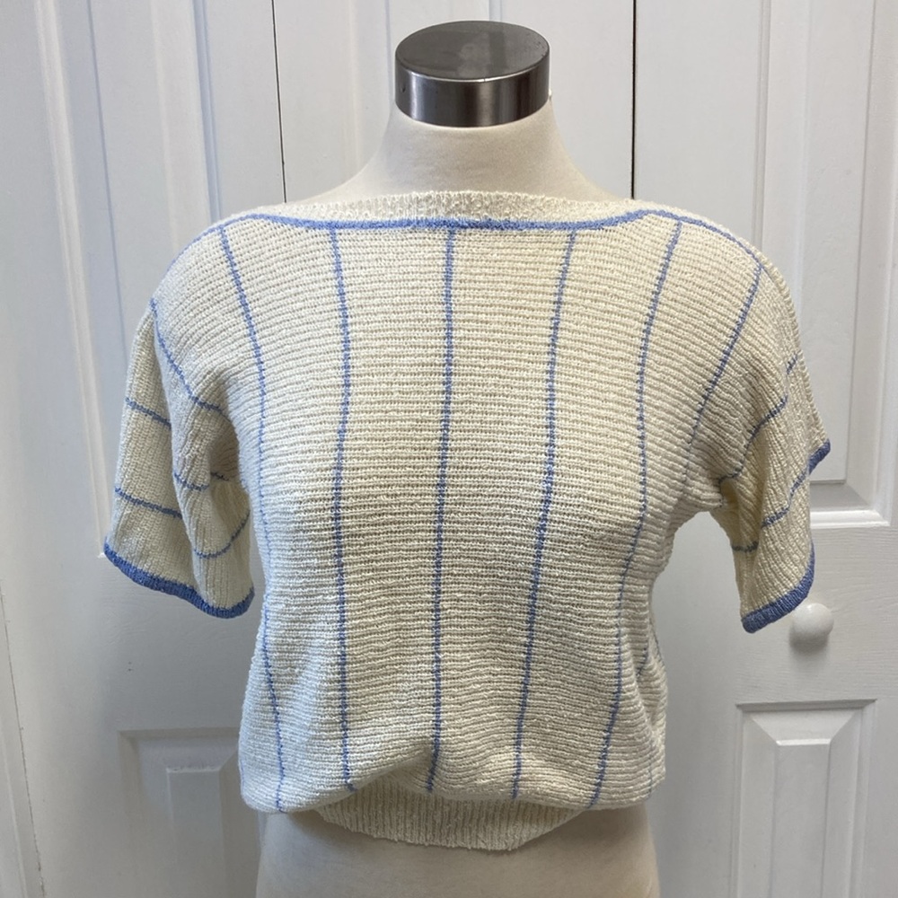 Striped Knit Short Sleeve Top - Picture 2 of 7